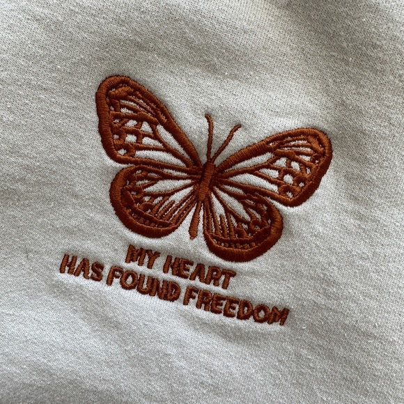 Champion Embroidered Butterfly Sweatshirt in Cream - Picture 3 of 5